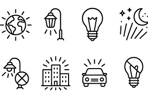 Various icons representing light, a Technology Illustration by ZinetroN