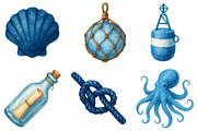 Watercolor Blue Nautical Collection, an Illustration by Watercolor design (Thumbnail 3 of 4)