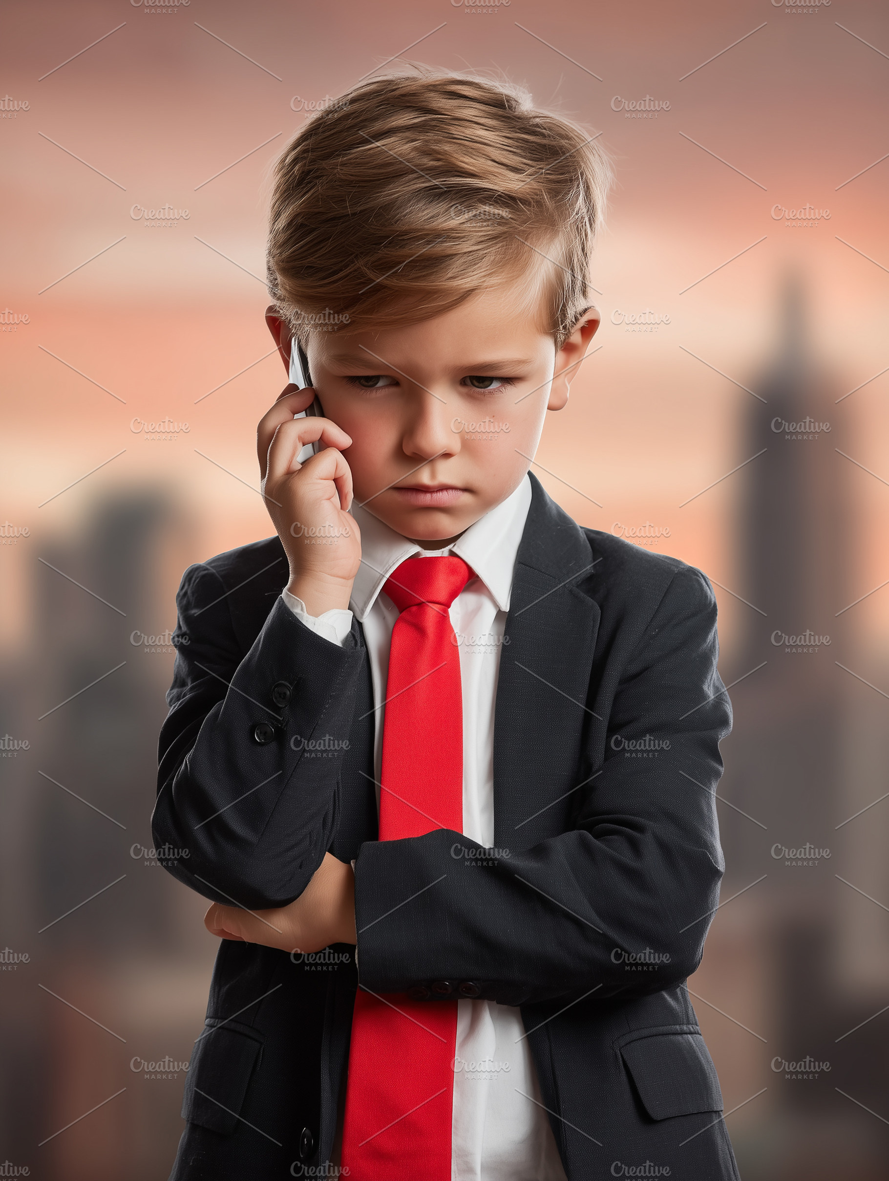 Serious young boy dressed as busines, a Business Photo by MistyDay