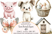 Watercolor Farm Animal clipart, a Seasonal Illustration by Design Market (Thumbnail 1 of 5)