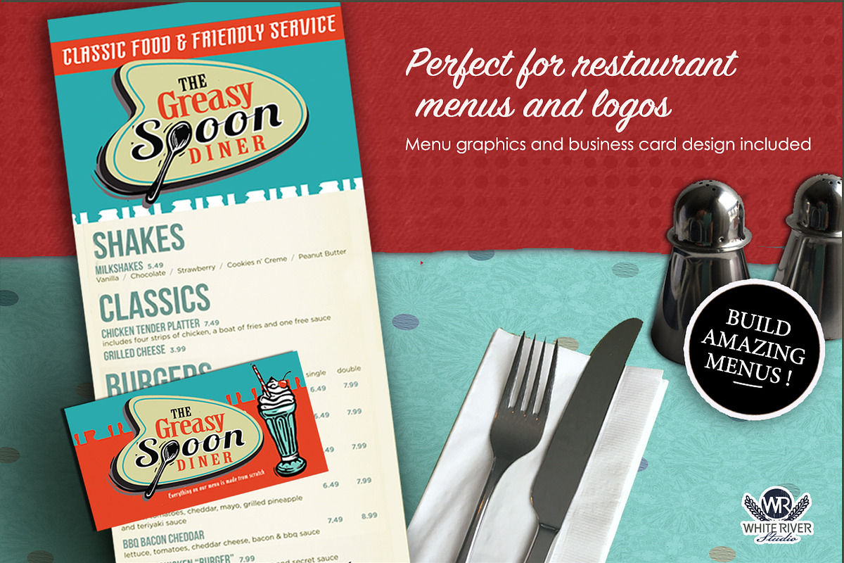 Retro Diner Linocuts, an Illustration by WhiteRiverStudio (Photo 4 of 11)