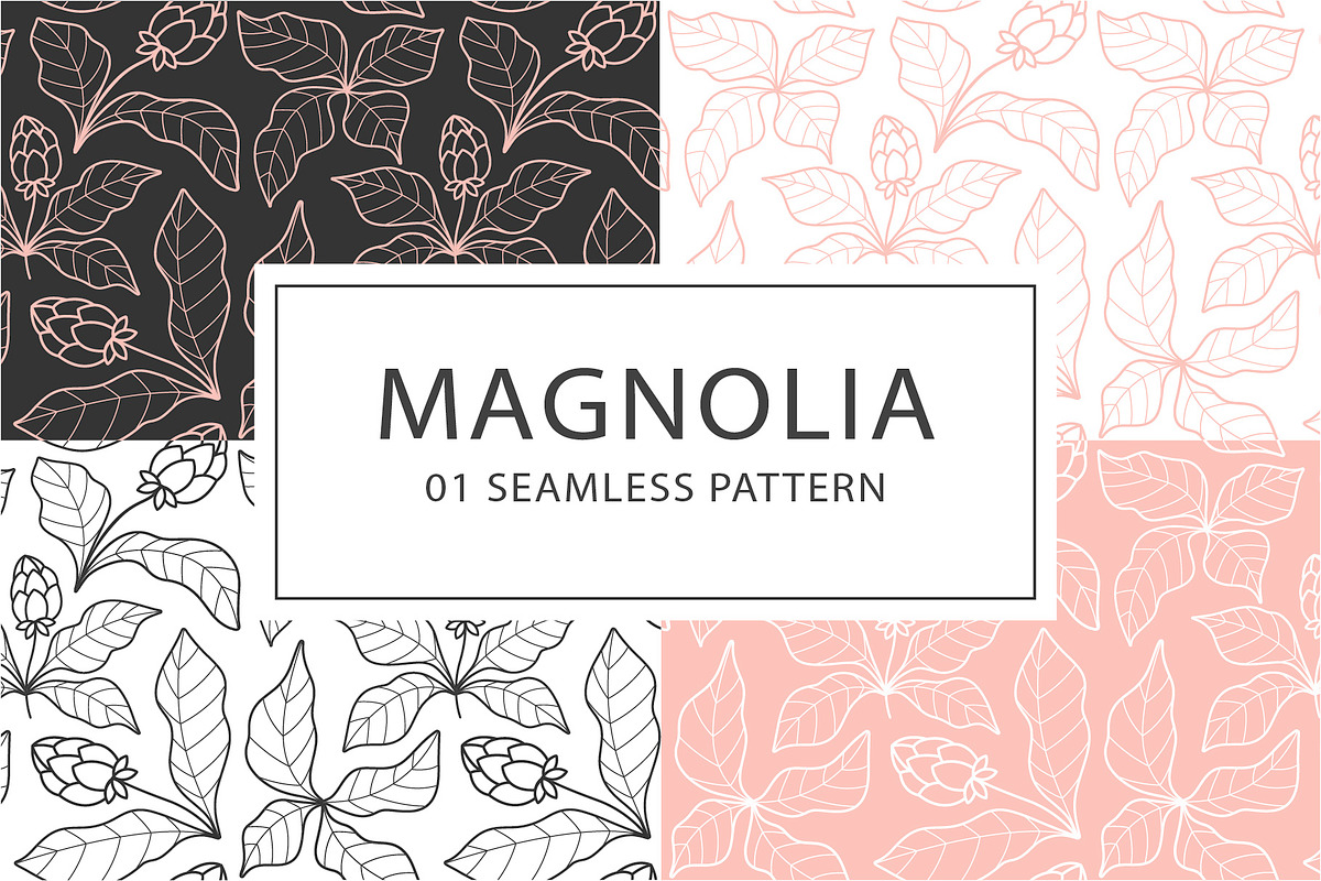 Hand-Drawn Magnolia. Linocut set, a Background Graphic by Lettering_Logo (Photo 4 of 17)