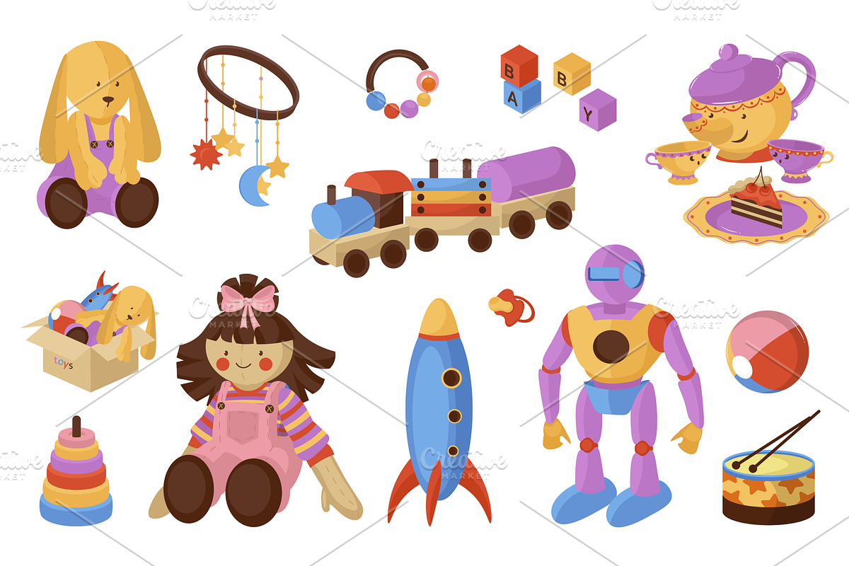 Children Toys Set, an Object Illustration by alexdndz