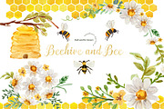 Beehive and Honey Bee Clipart, an Illustration by Sunflower Day Love (Thumbnail 2 of 5)