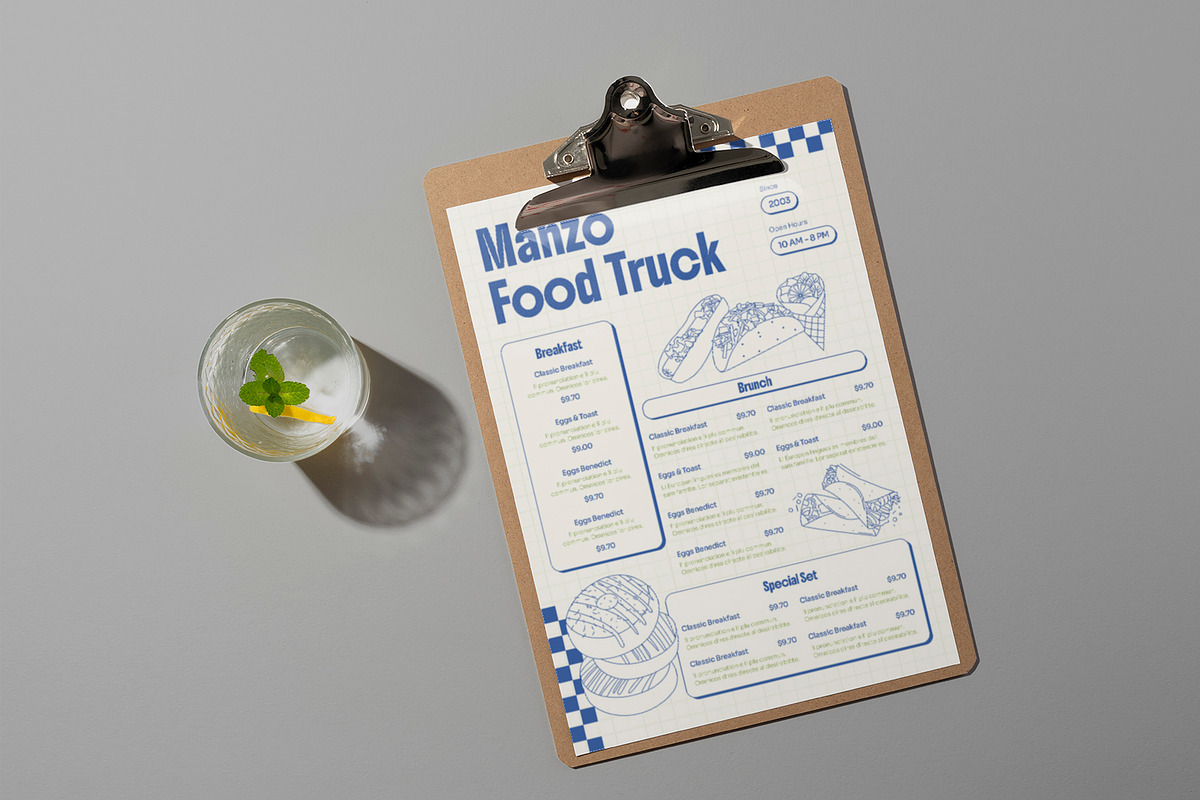 Minimal Retro Food Truck Menu, a Stationery Template by Neermana (Photo 2 of 4)
