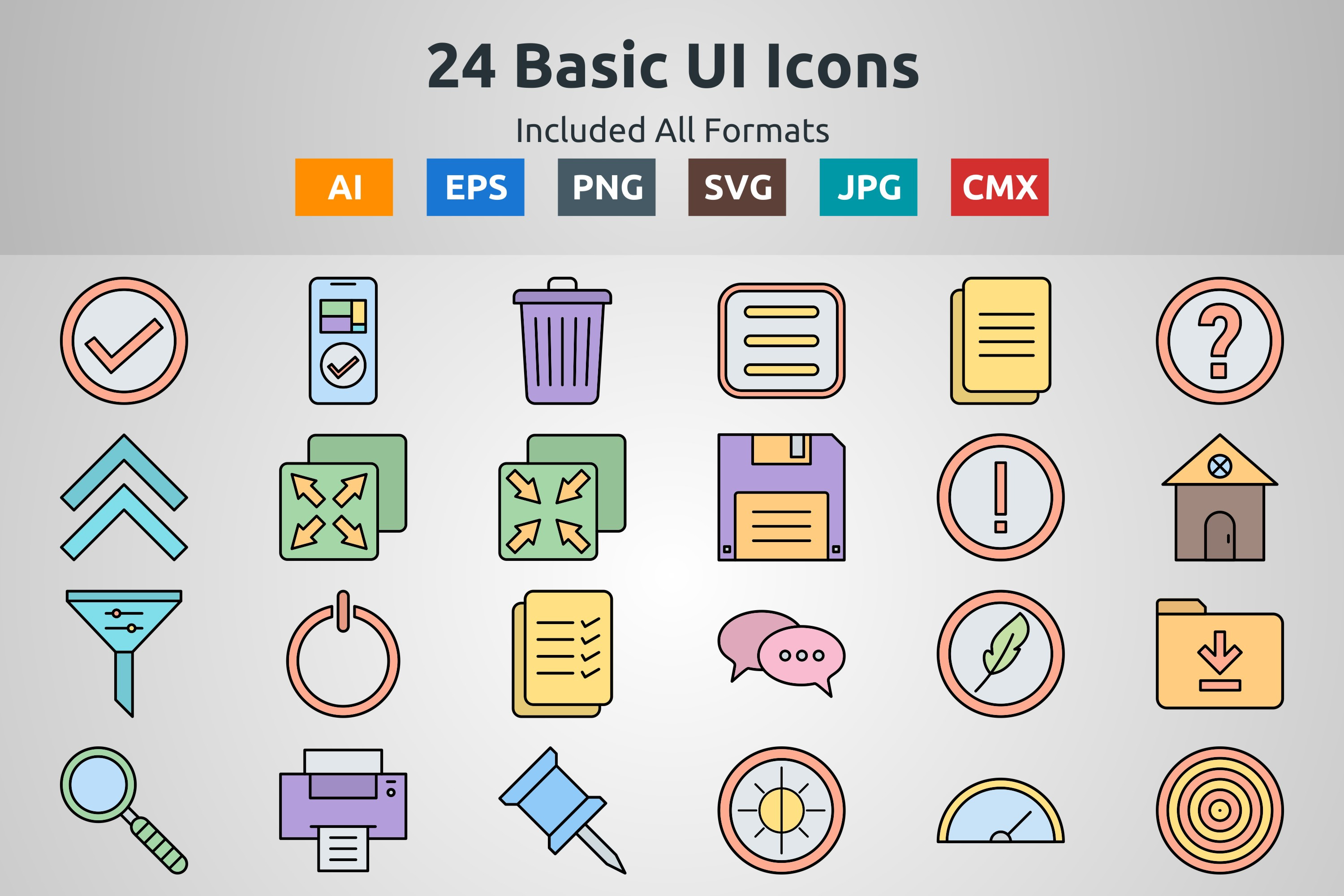 Line Filled Icons of Basic UI Icon