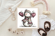 Whimsical Christmas Snowman Clipart, an Illustration by CraftArtStudio (Thumbnail 6 of 6)