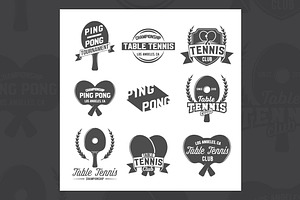 Set of table tennis labels