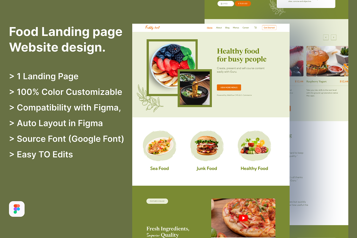 Food Landing page Design, a Landing Page Template by UiDex (Photo 1 of 2)