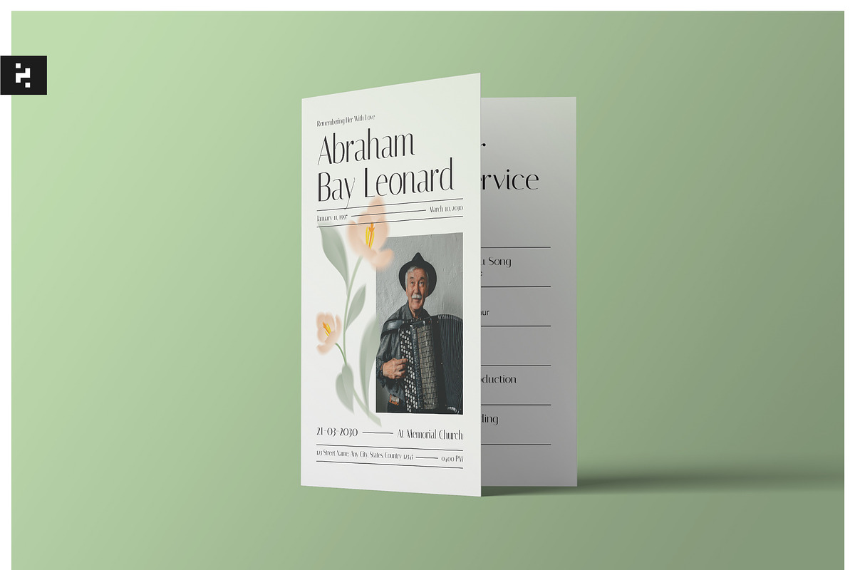 Simple Floral Funeral Program, a Brochure Template by Neermana (Photo 1 of 4)