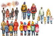 Watercolor  Family Clipart, an Illustration by Designworld (Thumbnail 3 of 5)