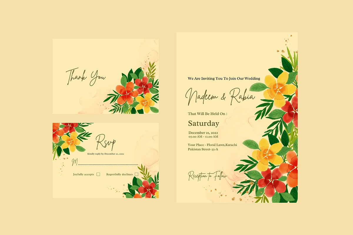Red and Yellow Flower Card Design, an Invitation Template by Weddinginvitation by Fati (Photo 3 of 4)