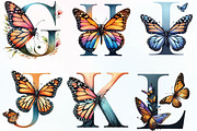 Watercolor Butterfly Alphabet PNG, an Illustration by CraftArtStudio (Thumbnail 3 of 6)