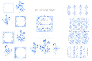 Blue Faience Toile Vintage DIY