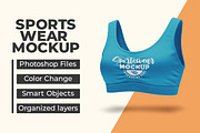 Blue sports bra mockup for fitness, a Shirt Mockup by Viswal Studio (Thumbnail 1 of 2)