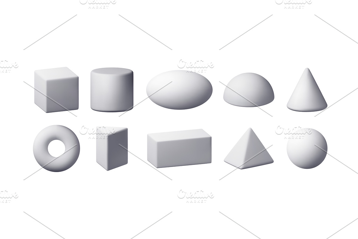 3d set of white simple figures, an Object Illustration by Abscent