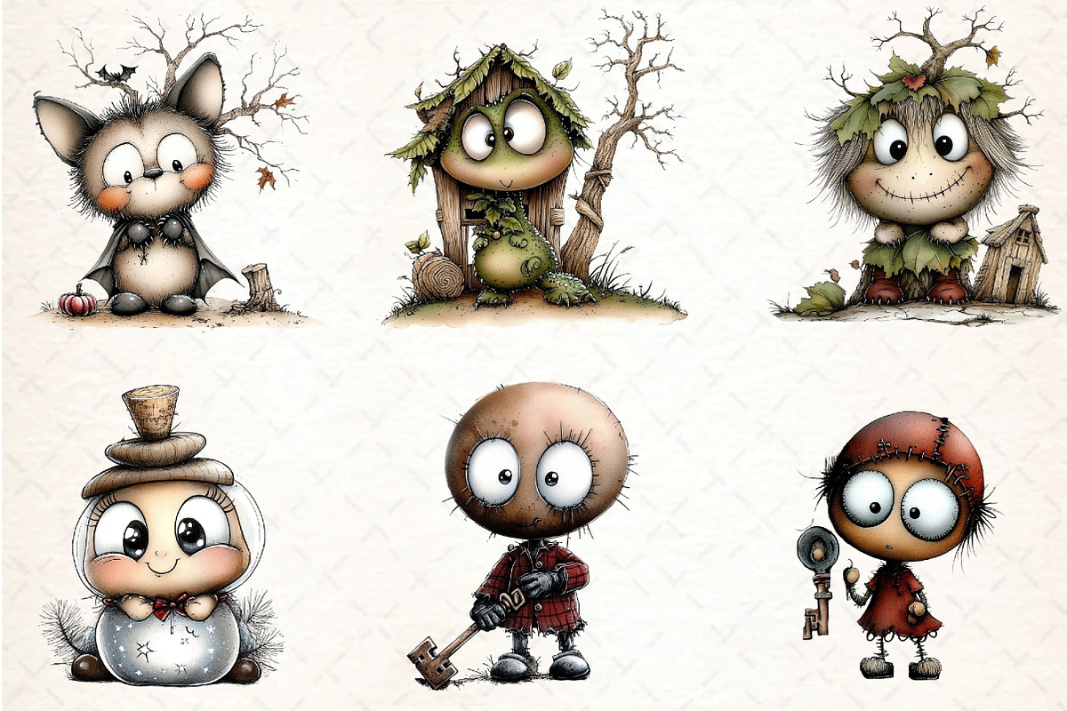 Whimsical Halloween Clipart Bundle, an Illustration by DreamCafeArt (Photo 6 of 8)