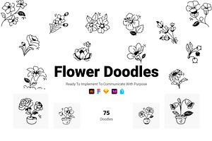 75 Flower Doodles, an Outline Icon by Prosymbols
