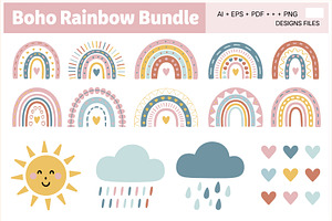 Boho Rainbow Bundle Whimsical, a Graphic by Amazin_art