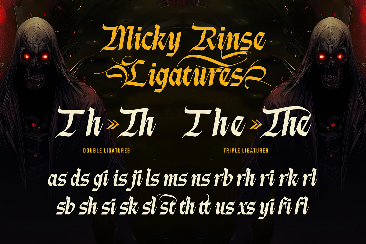 Micky Rinse Typeface, a Blackletter Font by alit design (Photo 19 of 20)