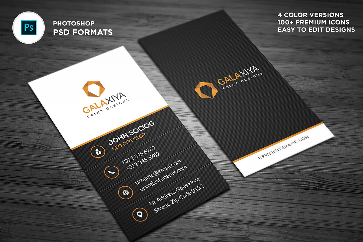 Modern Vertical Business Cards, a Business Card Template by Galaxiya (Photo 1 of 8)