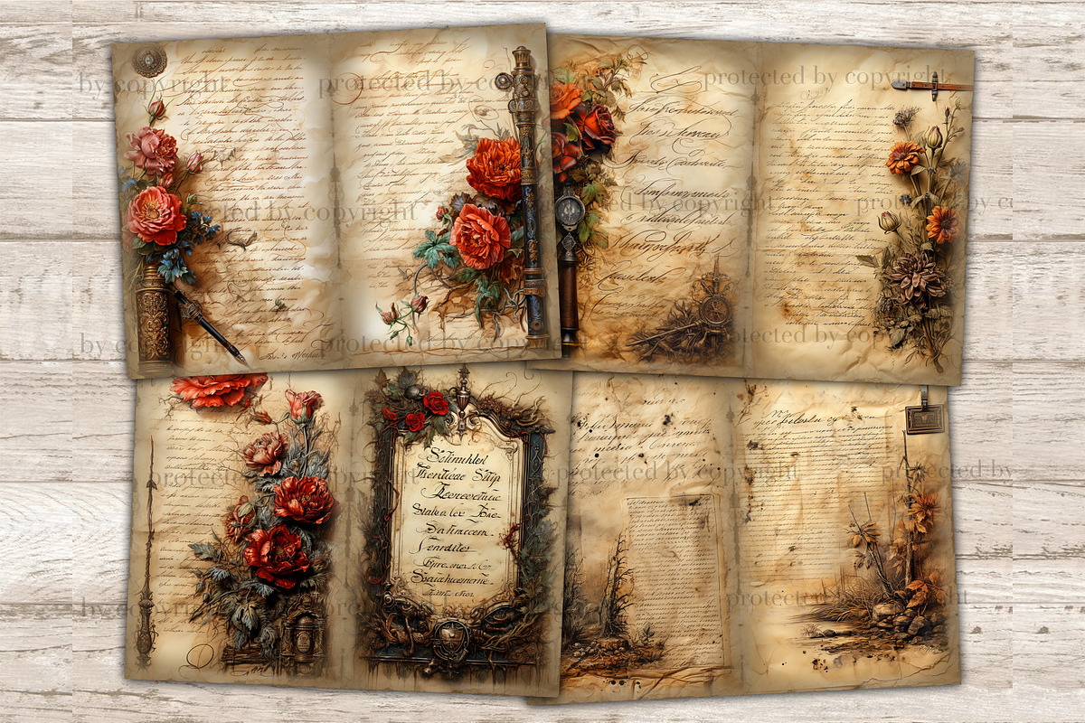 Old Letter Junk Journal Pages, a Decorative Illustration by GlamArtZhanna (Photo 2 of 10)