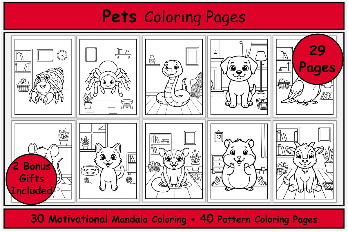 Pets Coloring Pages | Pet Animals, an Animal Illustration by Lamia Emad (Photo 1 of 5)