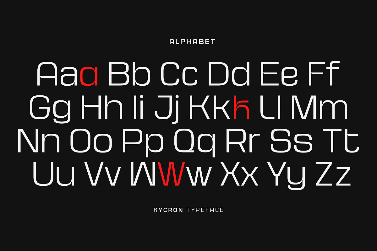 Kycron - Futuristic Sans Font Family, a Sans Serif Font by Sekyra Lab (Photo 2 of 13)