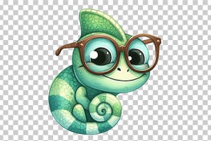 Cute Chameleon With Funny Glasses