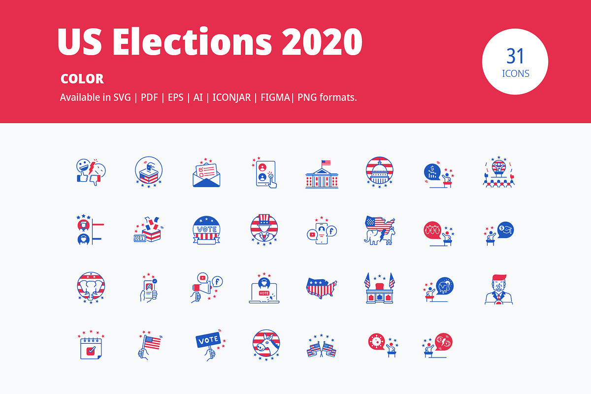 US Election Clipart, an Outline Icon by Amogh Design (Photo 2 of 8)