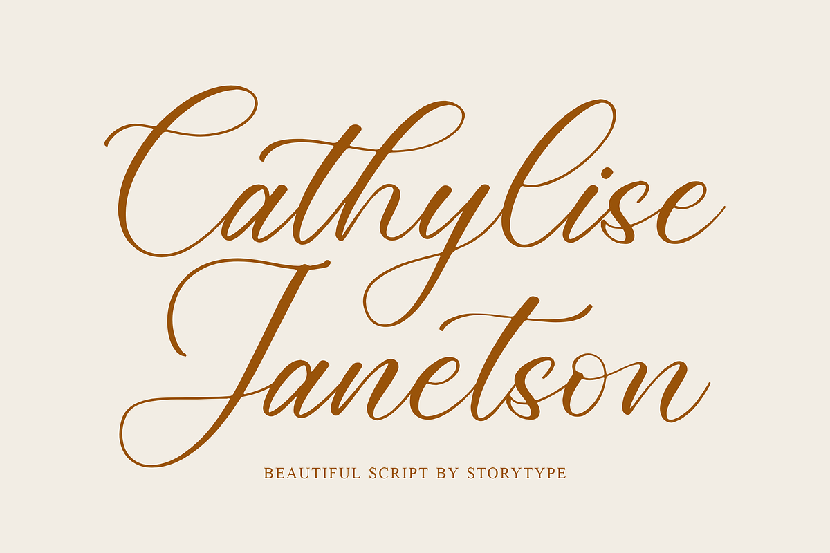 Cathylise Janetson Script Font, a Script Font by Storytype Studio (Photo 1 of 16)