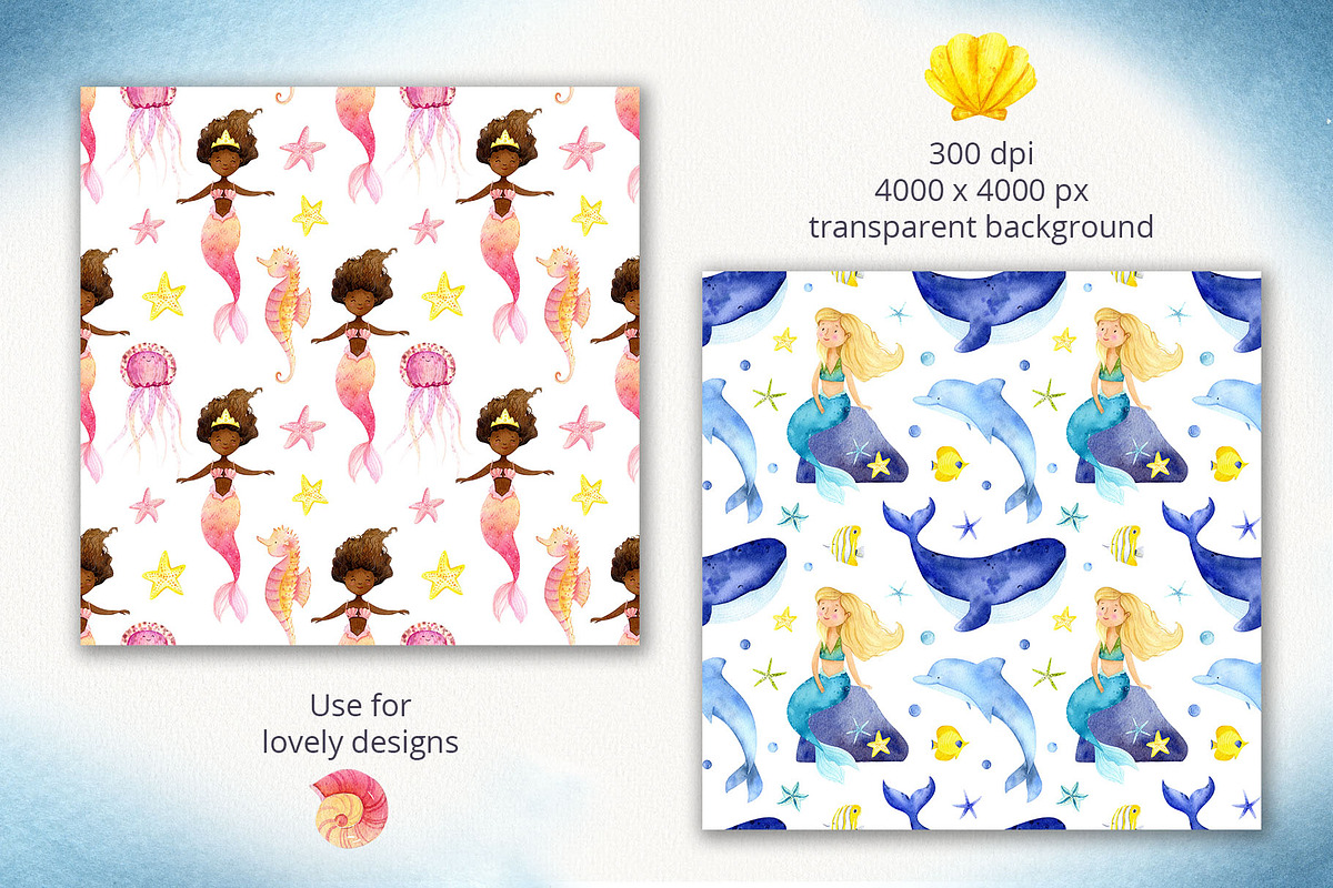 Mermaids and Under sea animals, an Animal Illustration by Watercolor Nastasia Art (Photo 11 of 19)