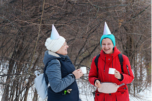 Two friends stand joyfully in a, a Person Photo by darksoul72