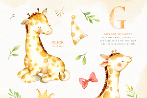 Lovely Giraffe Watercolor Clip Art