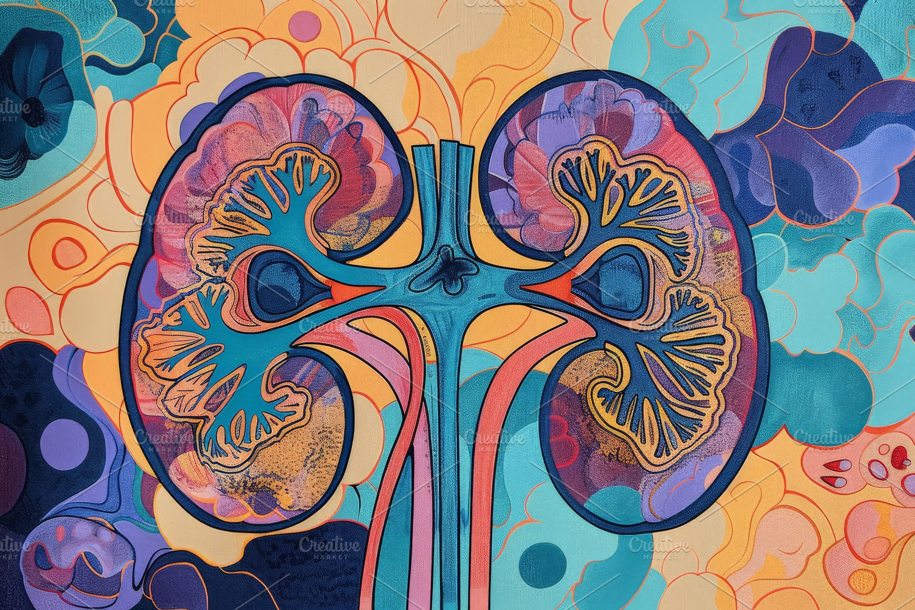 Human kidney hologram cross section, a Health & Medical Photo by Pixeness Studio