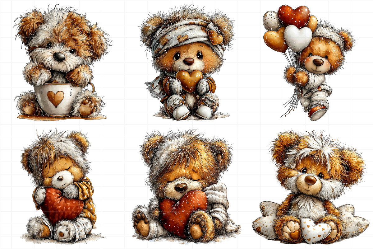 Valentine Teddy Bear Clipart, an Illustration by Daily.Designs (Photo 3 of 8)