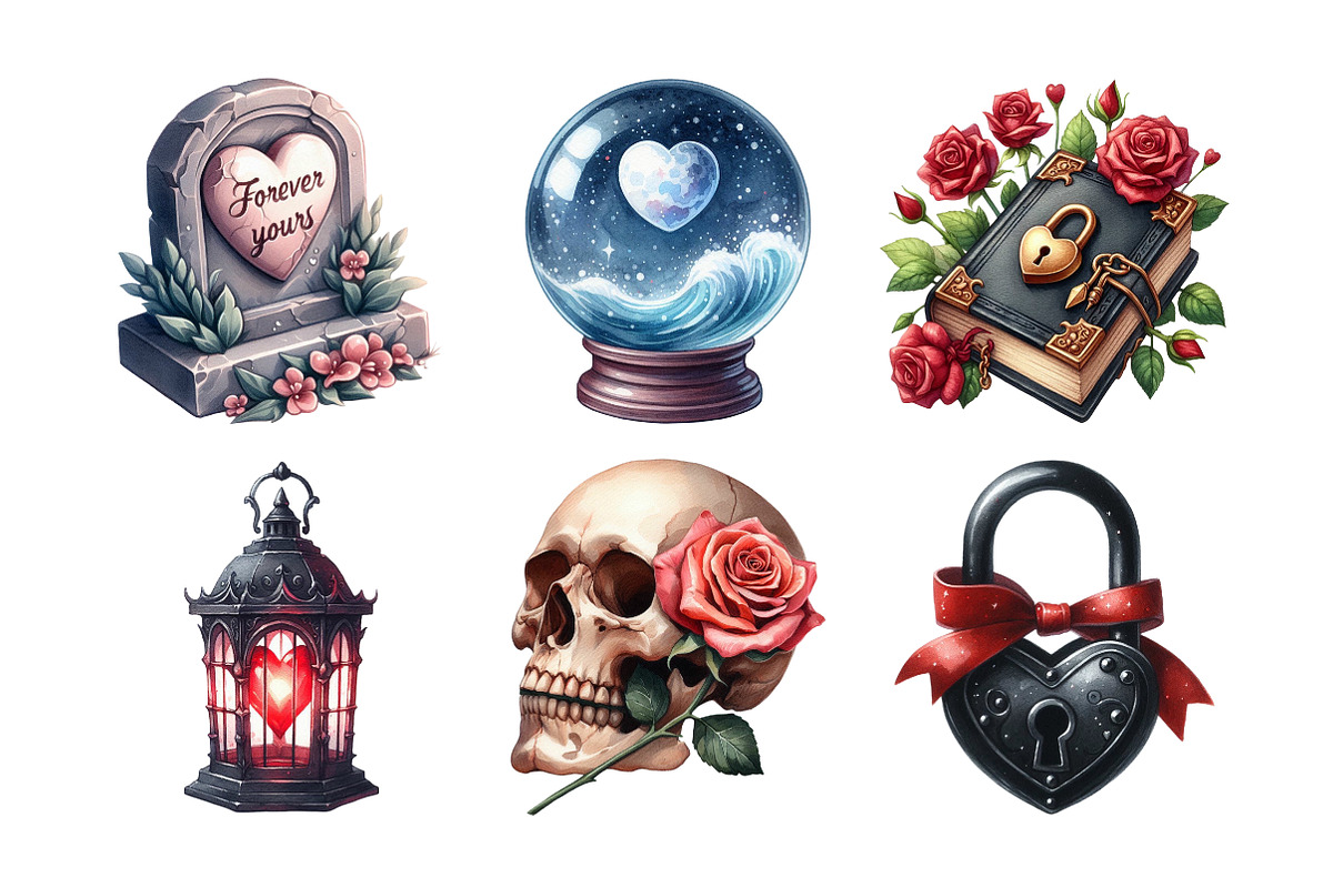 Love Gothic Valentine Clipart, an Illustration by Daily.Designs (Photo 4 of 5)