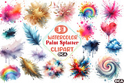Watercolor Paint Splatter Clipart, an Illustration by DreamCafeArt (Thumbnail 1 of 7)