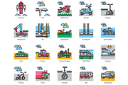 80 Transportation Icons | Aesthetic, an Outline Icon by Flat Icons (Thumbnail 2 of 8)
