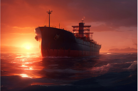 Ship sails ocean sunset nature, a Transportation Photo by Ylivdesign