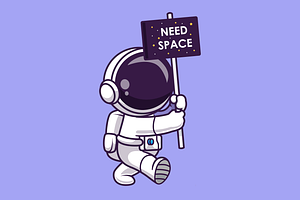 Cute Astronaut Walking With Board, a Technology Illustration by Catalyst Labs