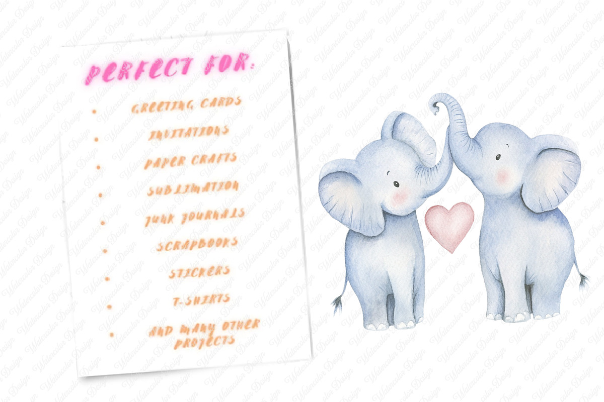 Mother's Day Elephant Clipart, an Illustration by Watercolor design (Photo 11 of 12)