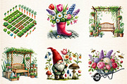 Watercolor Spring Garden Clipart, a Seasonal Illustration by DreamArtGraphic (Thumbnail 2 of 4)