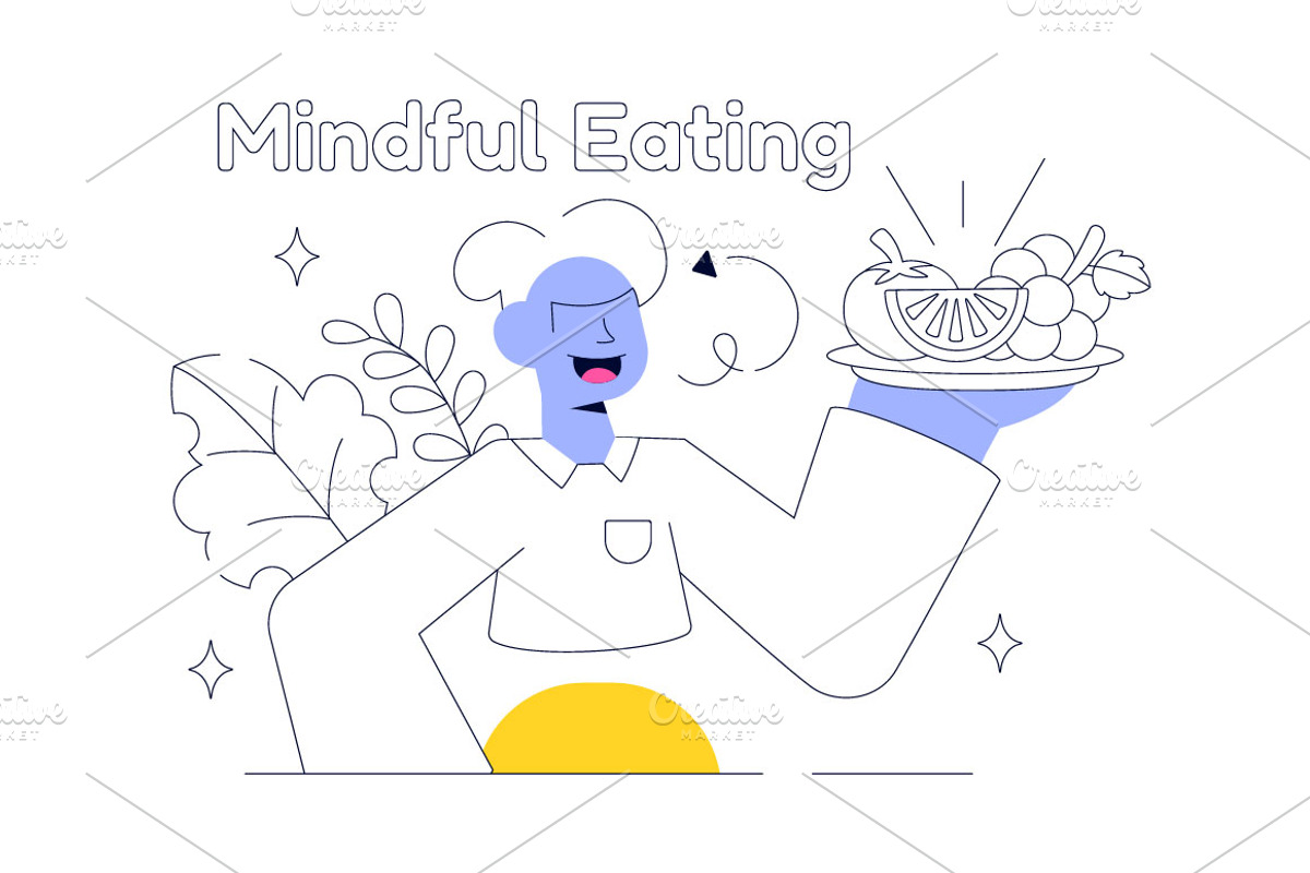 10 Mindful Eating Illustration, a Food Illustration by denayunebgt (Photo 4 of 4)