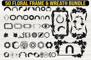 50 Floral Frame & Wreath Bundle, an Illustration by BIPLOB EXPERT