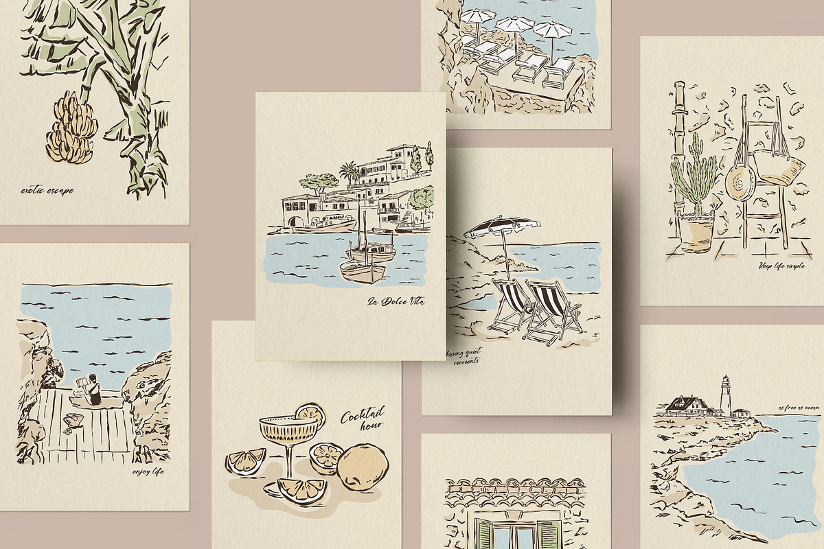 Mediterranean Vacation Print Posters, an Object Graphic by DesignThatMatters (Photo 1 of 13)