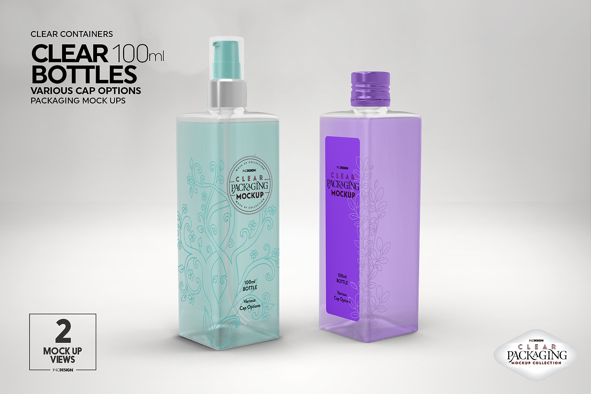 Clear 100ml PET Bottles Mockup, a Packaging Mockup by INCDesign (Photo 2 of 10)