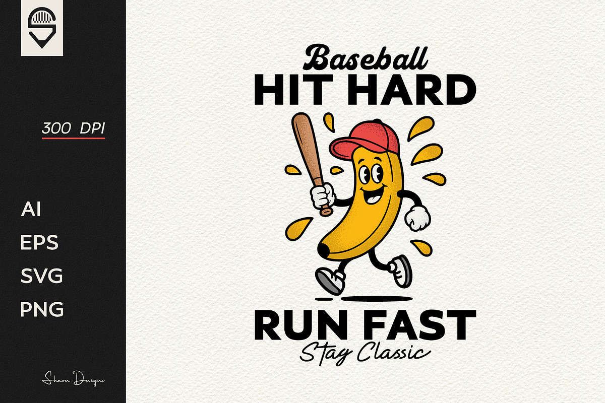 Funny Banana Mascot, Baseball Sports, a Sport Illustration by shaondesigns (Photo 1 of 4)