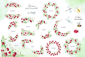 Watercolor Cherry Frames Clipart PNG