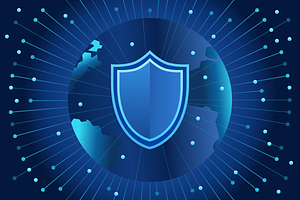 Global Cybersecurity Shield Vector, a Technology Illustration by Design_Planet